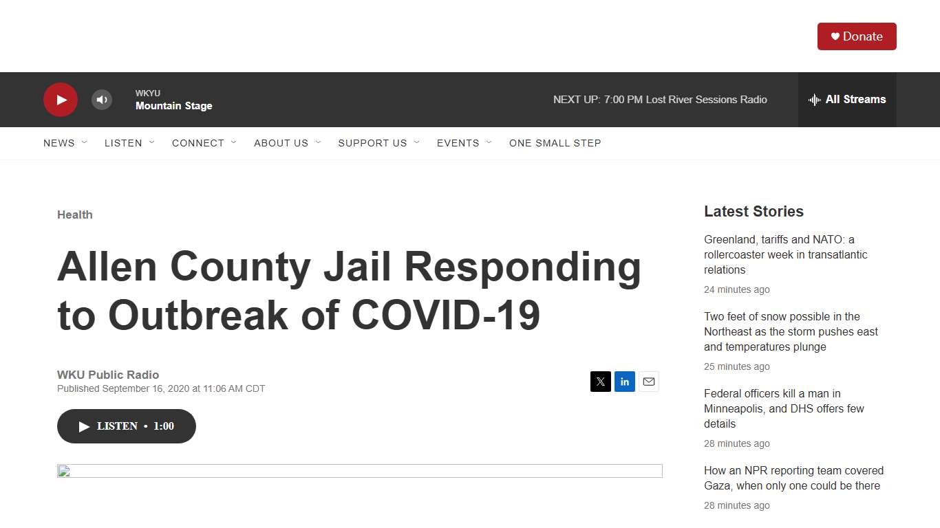 Allen County Jail Responding to Outbreak of COVID-19
