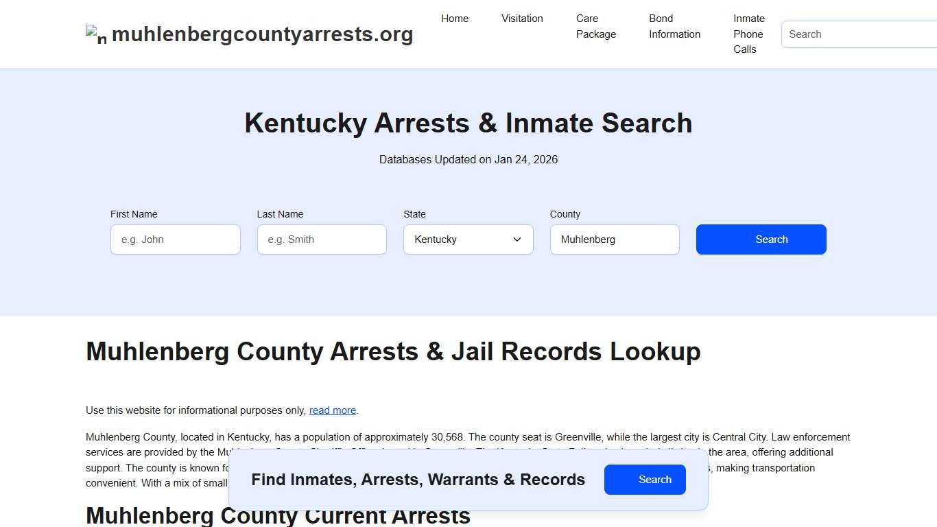 Muhlenberg County, KY Arrests, Warrants, Police Records Search